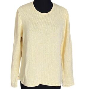 Vintage L.L. Bean 100% cotton butter yellow crewneck sweater size large